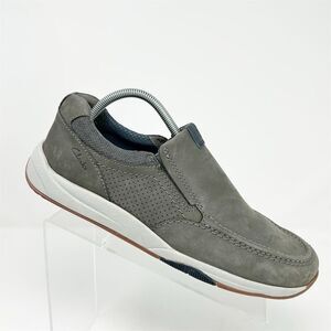 Clarks Men's Langton Step Gray Leather Slip-On Shoes Size 9.5 Casual Comfort